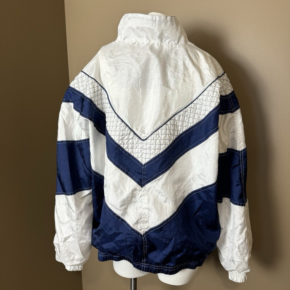VTG Mureli 90s Colorblock Windbreaker Jacket Womens XL Blue/white Metal Loop - Picture 4 of 7